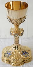 Solid silver gilt antique French Gothic Chalice.
